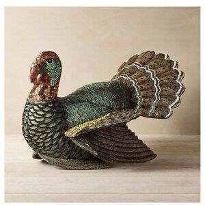 John Derian 2024 Turkey Pillow Beaded Embellished 16"x15"‎ Plush